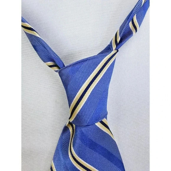 Brooks Brothers 346 Blue Yellow White Black Stripe Men's Pure Silk Necktie Italy - Picture 6 of 8